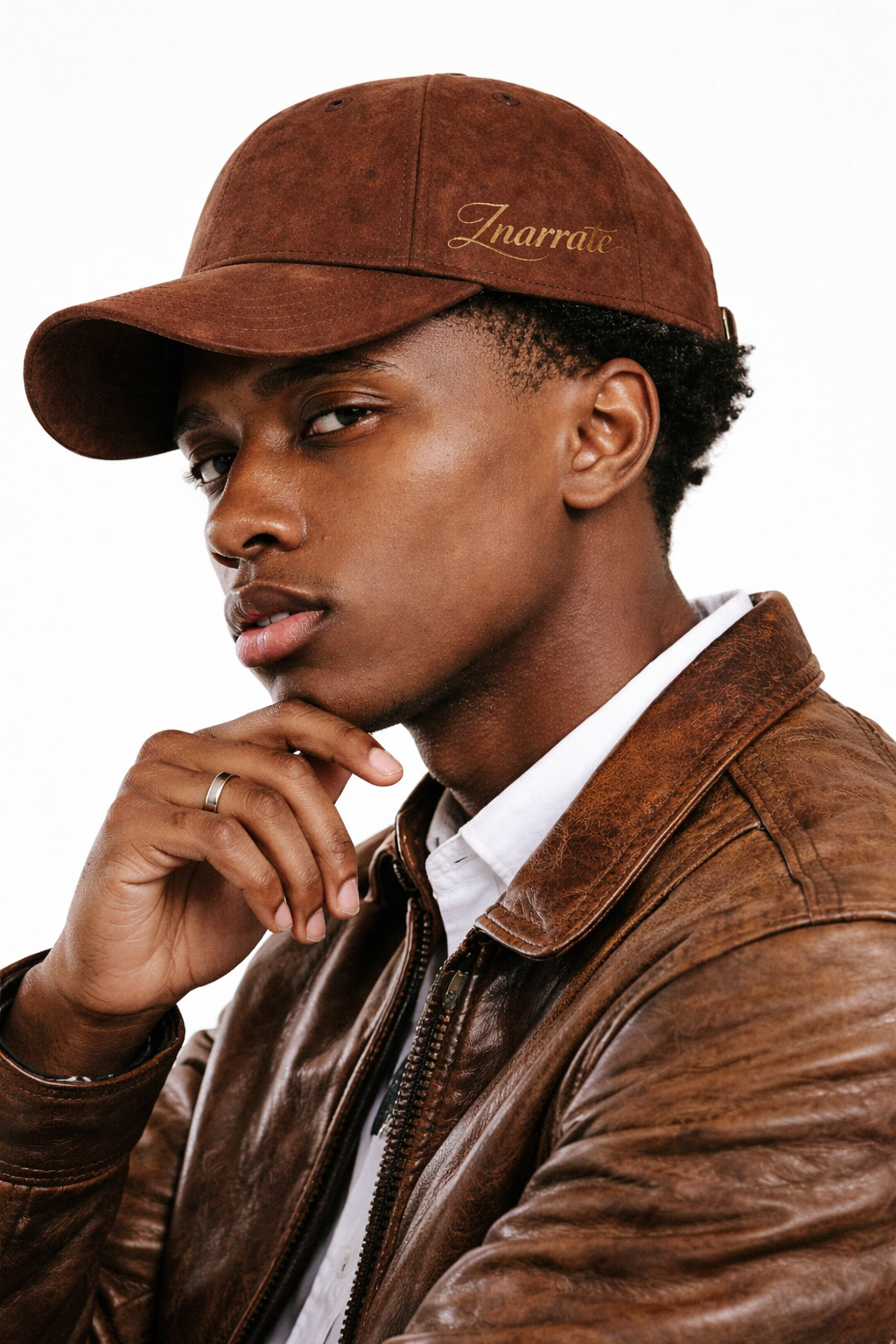 Crimson Bloom Leather Cap