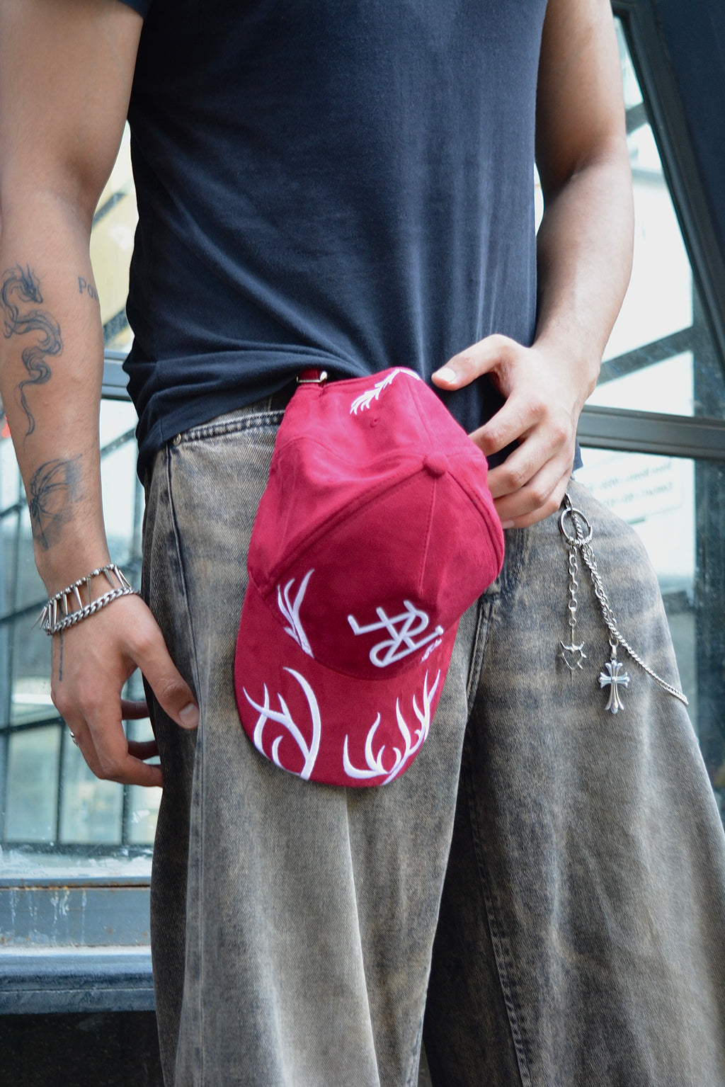 Antler Crest Suede Cap