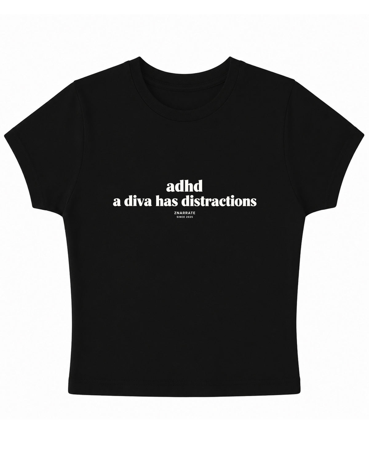 Black Baby Tee Front Design
