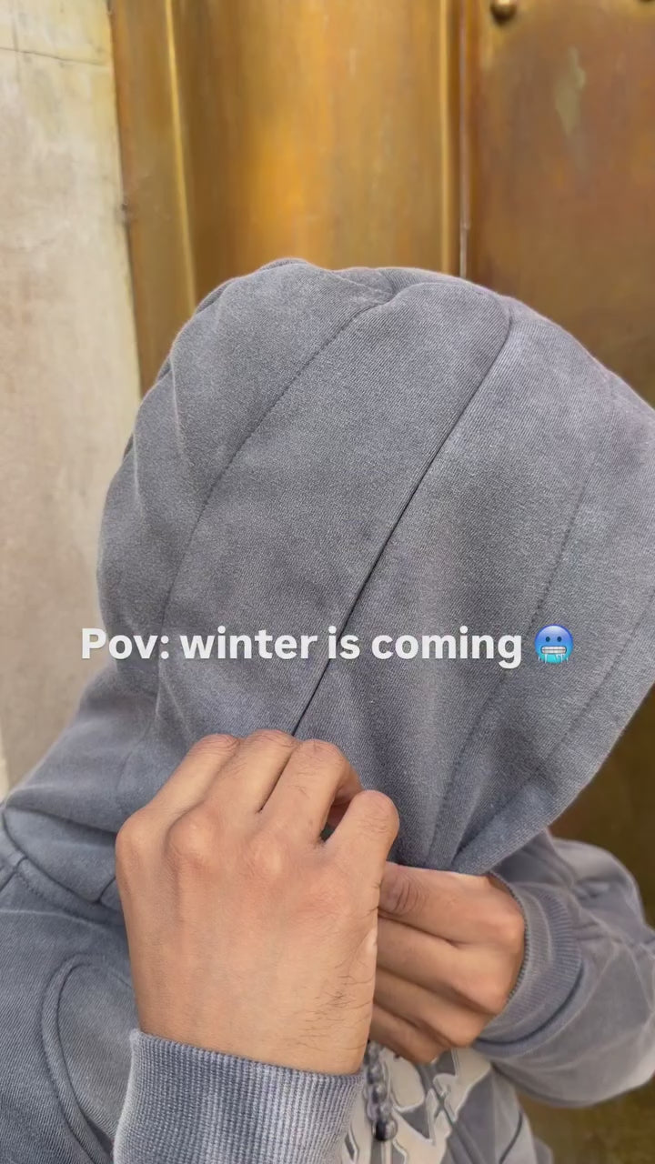 Stonewashed Graphic Zip Hoodie