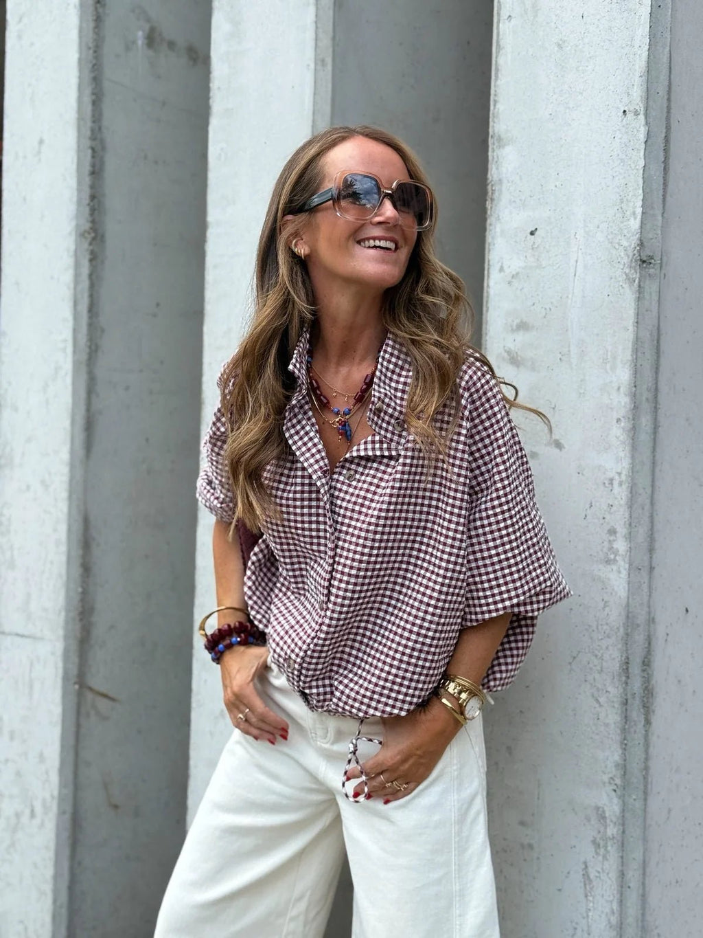 Burgundy Gingham Shirt