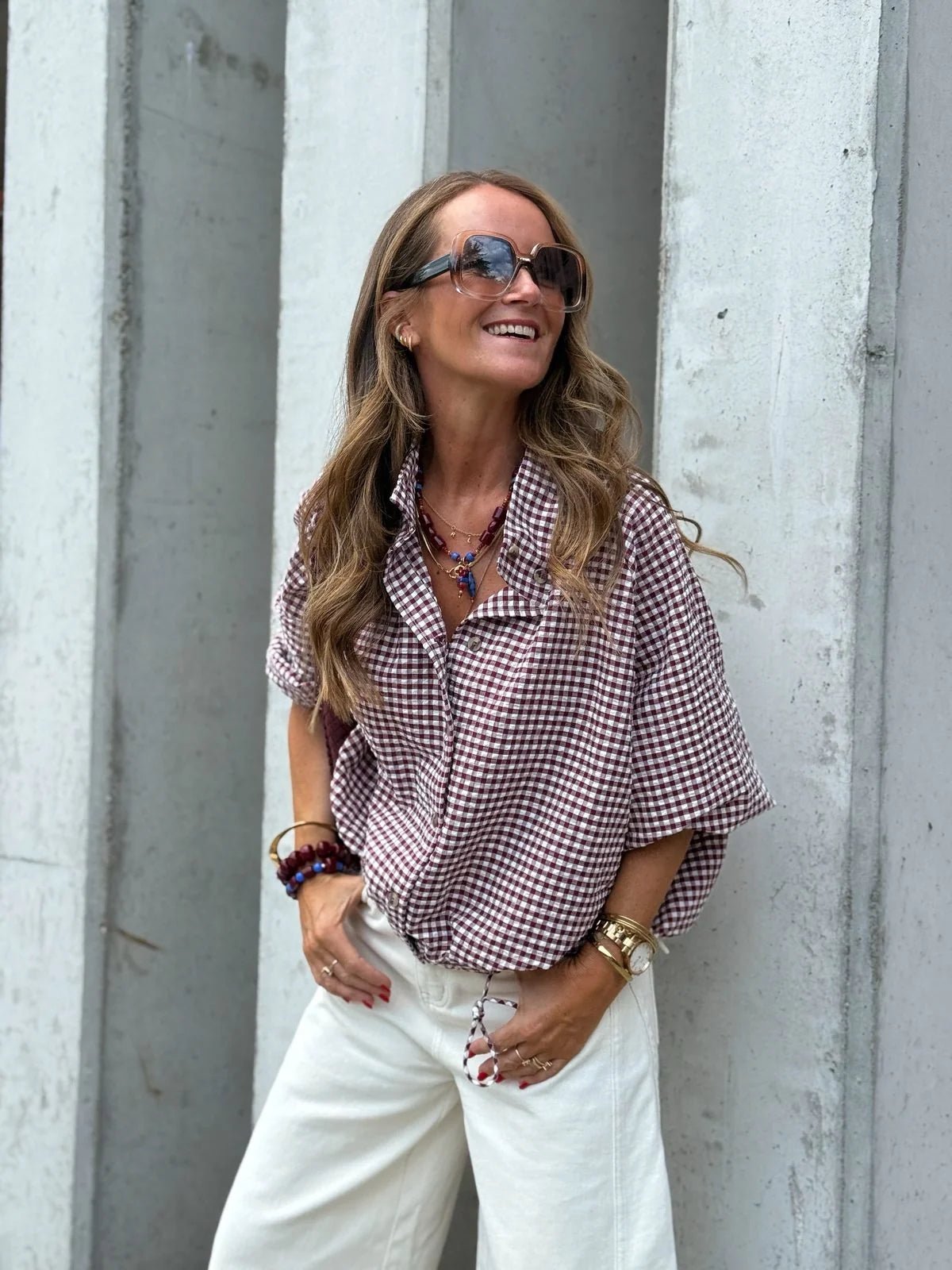 Burgundy Gingham Shirt